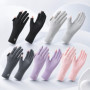 Women’s Ice Silk UV Protection Gloves for Summer Outdoor Sports, Cycling Fingerless Touchscreen Sun Gloves with Extended Cuff
